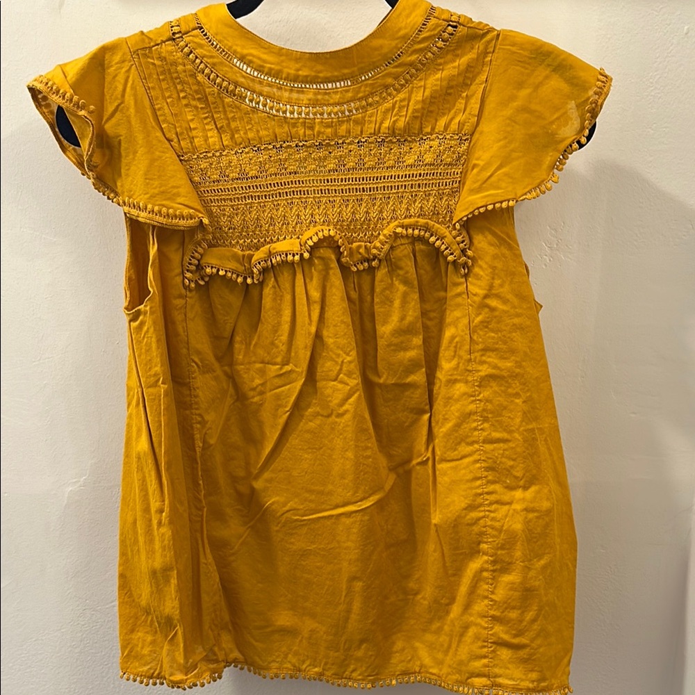 JCrew 100% Cotton Mustard Yellow Boho Top